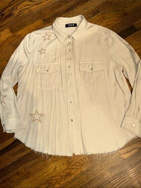 Blue B Cream Star-Embroidered Button-Down Shirt